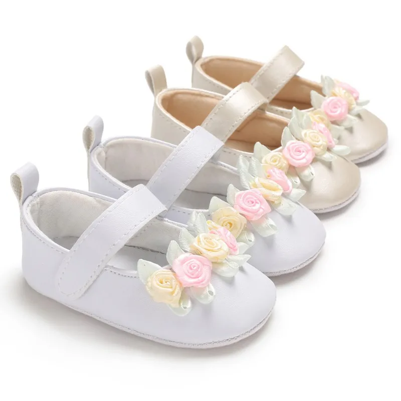 Обувь для маленьких девочек из искусственной кожи с цветочным рисунком, модная обувь для малышей на весну-осень, обувь принцессы с