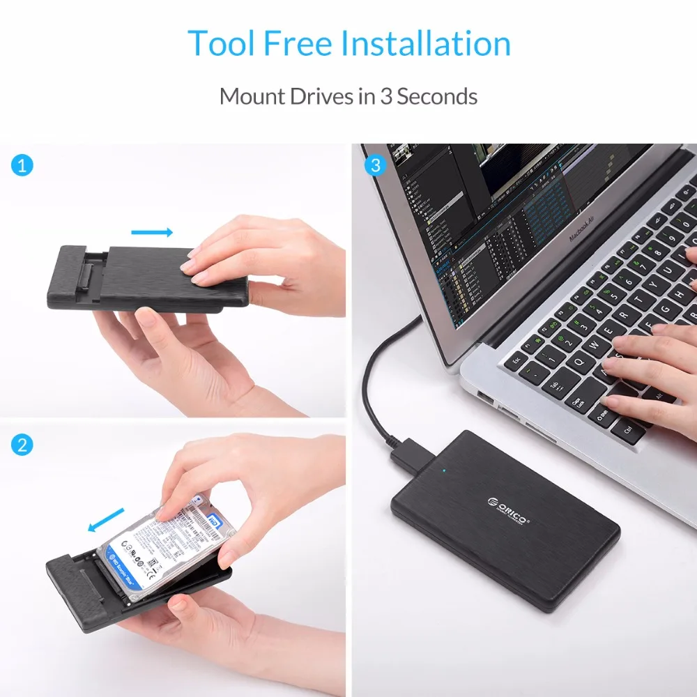 ORICO 2,5 USB 3,0 SATA HDD Box HDD dysk twardy zewnętrzna obudowa HDD czarna koperta -