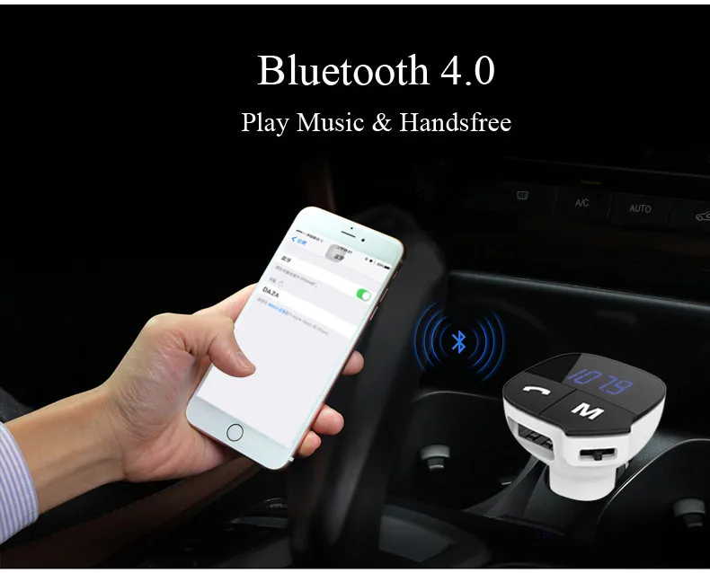 Fm-передатчик Bluetooth MP3 плеер Handsfree Беспроводные 3,5 мм автомобильные модуляторы FM для автомобилей ЖК-дисплей FM передатчик автомобильное зарядное устройство