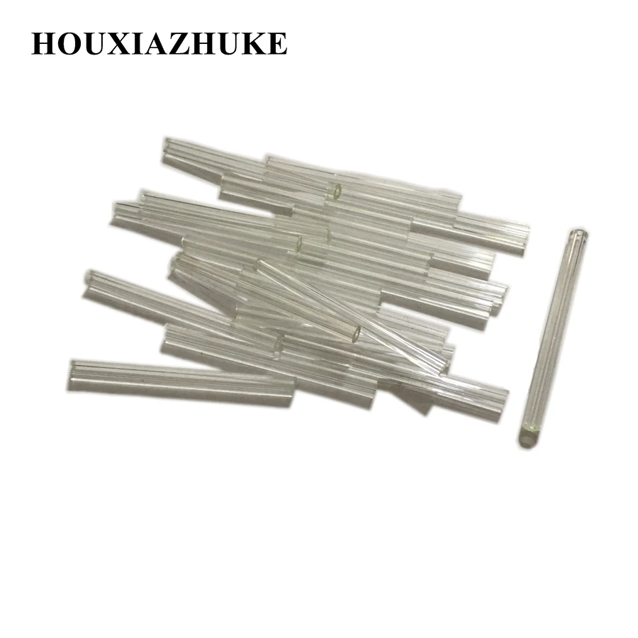 

40 mm long clear color glass bugle beads for sewing ornament decoration