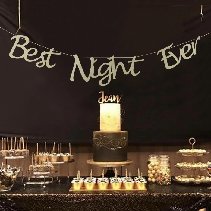 

1pcs Bachelorette Party Decorations Glitter Gold Best Night Ever Banner Bride To Be Bridal Shower Hen Party Decorations