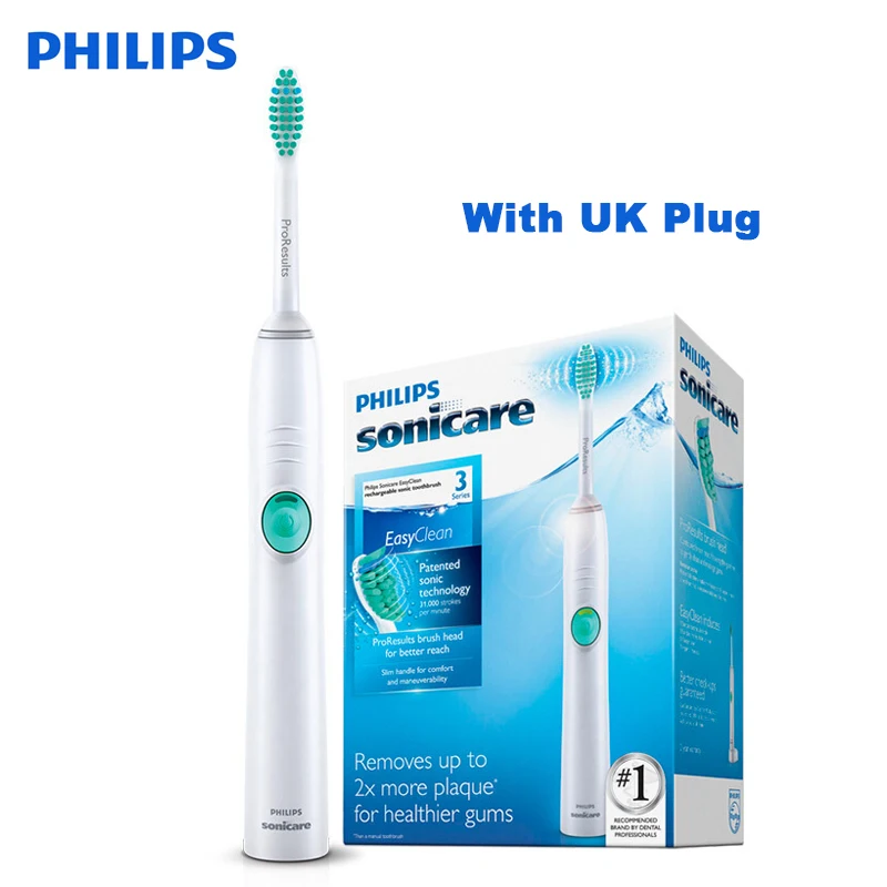 Philips электрическая зубная щетка Sonicare HX6511 с умным переключением индикатор батареи HX6013 3 головки щетки для взрослых - Цвет: UK PLUG