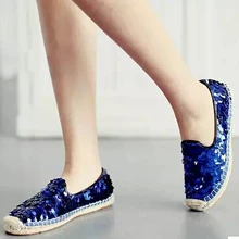 Обувь в рыбацком стиле с пайетками; женская обувь на плоской подошве с соломенной тесьмой; женские тонкие туфли; женская обувь из натуральной кожи; большие размеры 61