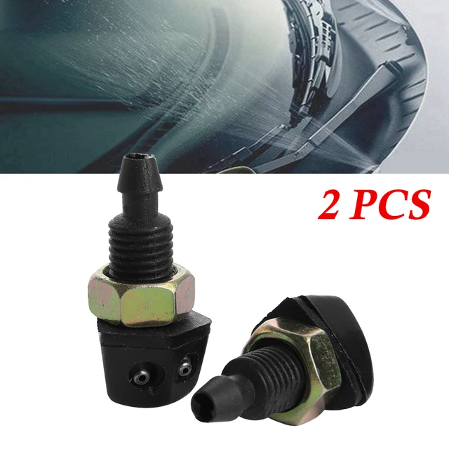 2Pcs Car Window Washer Sprayer Nozzle Black Plastic Universal Car