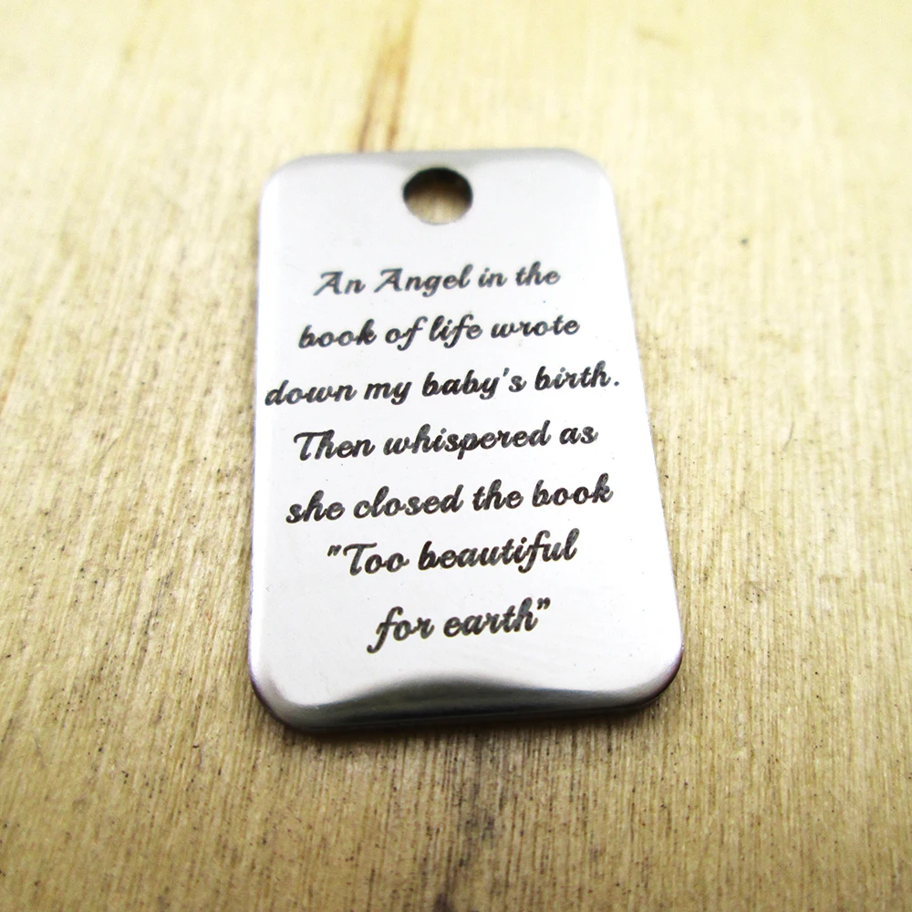 

20pcs/lot-An Angel Opened the Book of Life stainless steel charms - Laser Engraved - Customized - DIY Charms Pendants