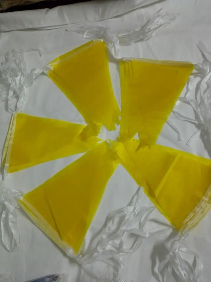 30M 60 Flags Full Yellow Flags string banner wedding decoration flags birthday married party supplies Stain Fabric Bunting flag