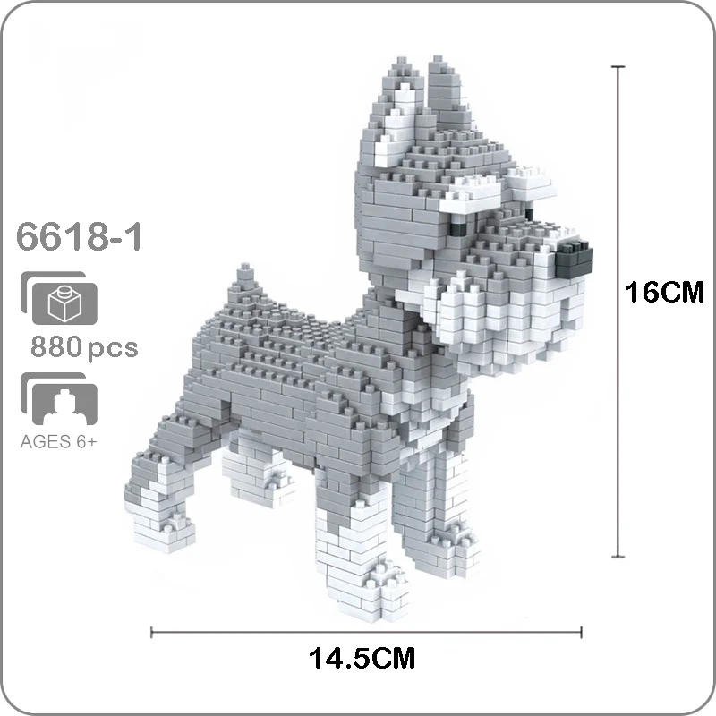 Строительные блоки Собака Тедди Шнауцер такса Хаски корги колли 3D модель животного алмаз мини игрушка - Цвет: Schnauzer
