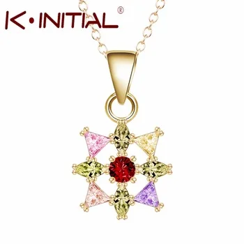 1Pcs 2016 Vintage Zircon Circle Pendant Necklace Women Gold Plated Triangle Necklace Sweater Chain Fashion Geometric Jewelry