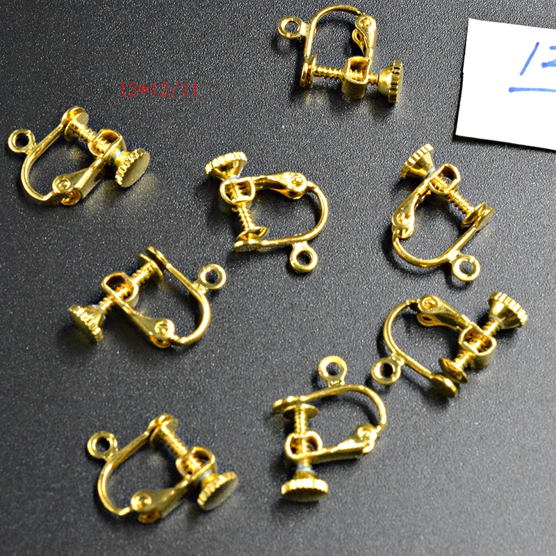 

FLTMRH 4PCS 12MM Screw Ear Clip Silver/Gold/Antique Bronze/Rhodium Silver Earrings Brass materia Flattening Line Jewelry Fit