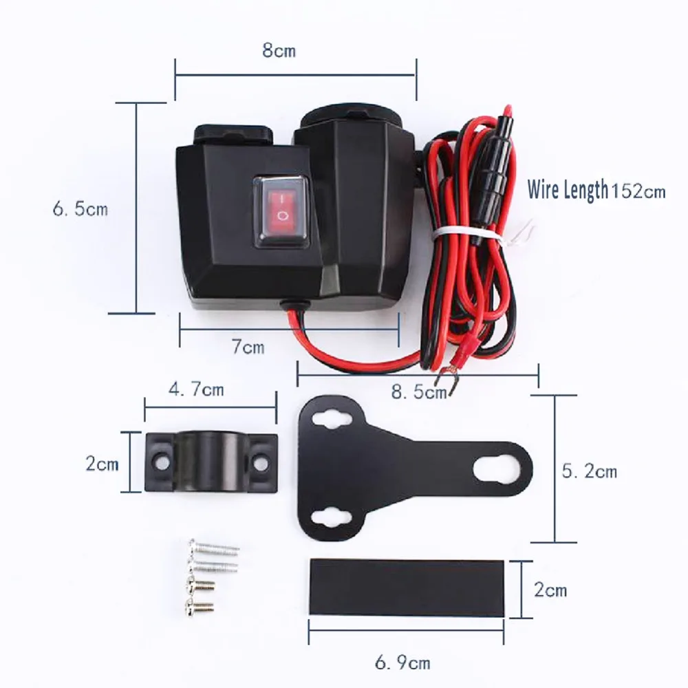 12 В водостойкое двойное зарядное устройство USB Мотоцикл гнездо адаптера питания 5 В/2.1A Dual USB зарядное устройство с вкл/выкл переключатель для gps