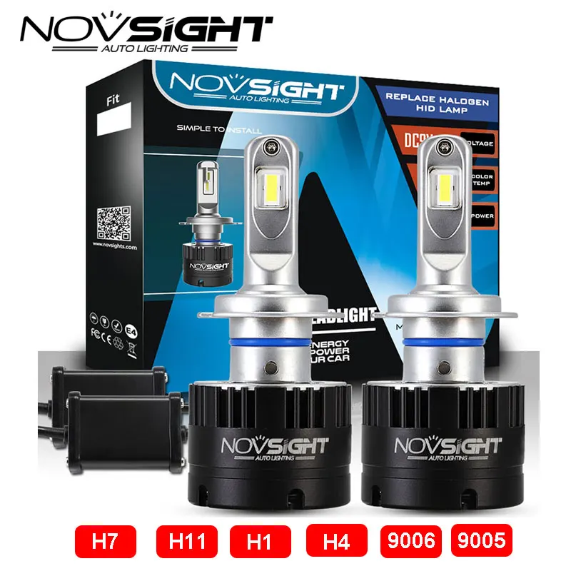 

NOVSIGHT LED Headlights 80w 5500k 14400lm H7 H1 H11/H8 H4 9005/Hb3 9006/Hb4 Led Car Lamps White Light 9V-16V Auto Bulb Headlamp