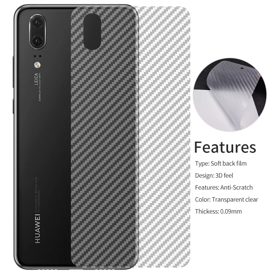 

KLOVRRD Soft Back Full Cover Screen Protector for Huawei P20 P10 Pro Lite P8 P9 Lite 2017 Carbon Fiber Protective Film Sticker