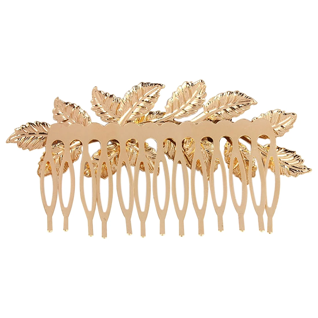 HTHL-Fashion Punk Women Girls Gold Leaf Hair Comb Hair Clip Jewelry Cuddly, Gold