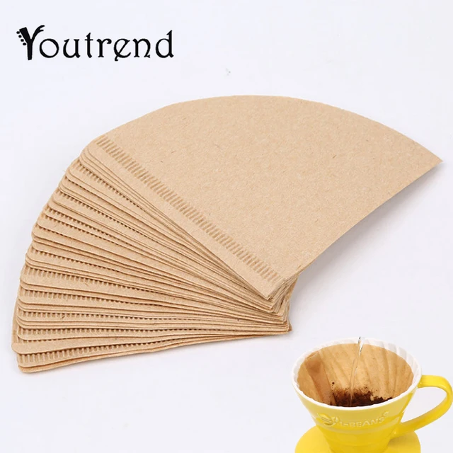 Best Offers 40PCS Coffee Filter Papers Unbleached Original Wooden Drip Paper Cone Shape Coffee Tools