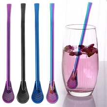 VFGTERTE 1 шт. Нержавеющая сталь Портативный многоразовые, для питья соломы фильтр ложка палочка для перемешивания, Кухня бар походные стаканы аксессуары