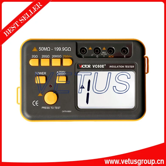 

VICTOR VC 60E+ Digital Insulation Resistance Tester 50M ohm-199.9G ohm Insulation Tester