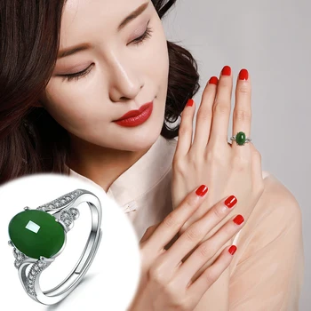 

2020 Rushed Anillos New Arrival Women Fairy Ring Anel Masculino Rings Hetian S925 Pure Inlaid Natural Opening Female Noodle Ite