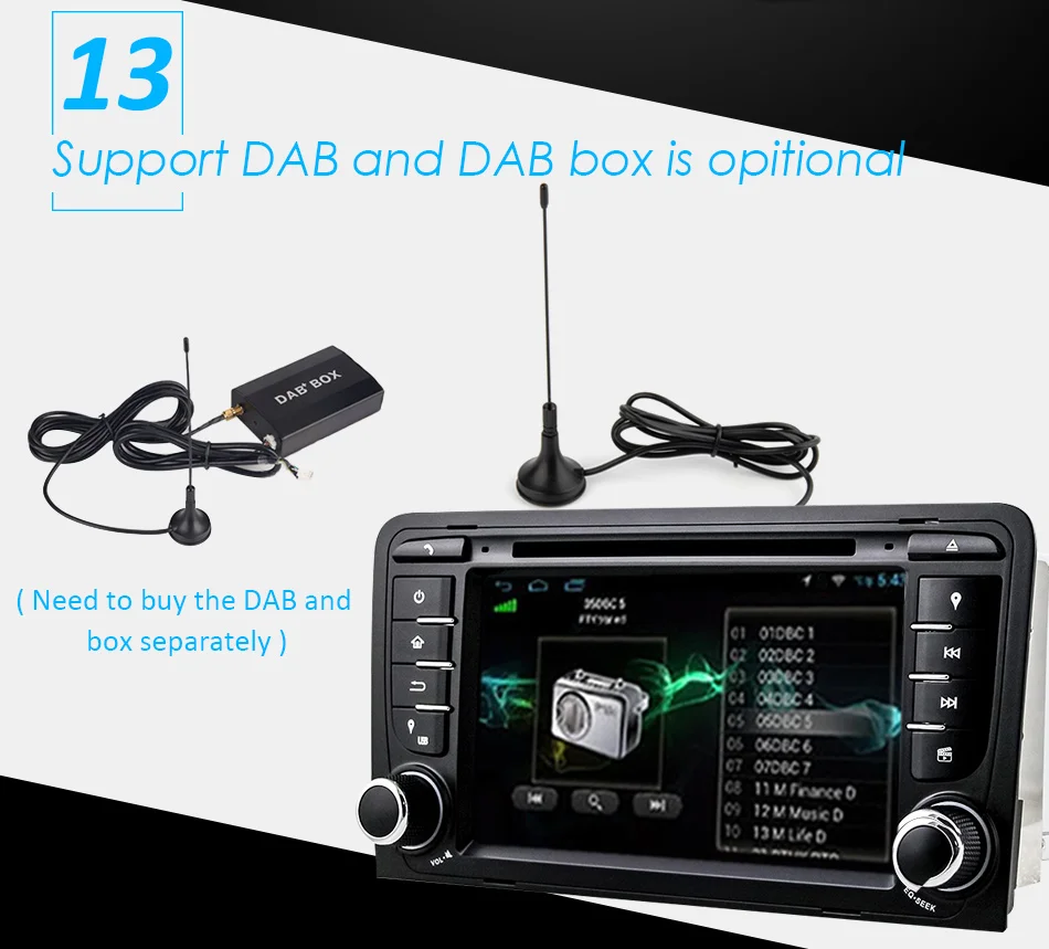 Perfect Eunavi 7" Octa 8 Core 4G RAM Android 8.0 Car DVD Radio Player for Audi A3/S3(2003-2013) stereo with TPMS/OBD2/4G/DAB+/GPS/WIFI 22