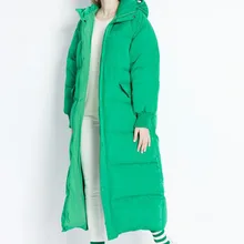 Женский зимний пуховик, удлиненный, с капюшоном, на утином пуху, на заказ, большие размеры