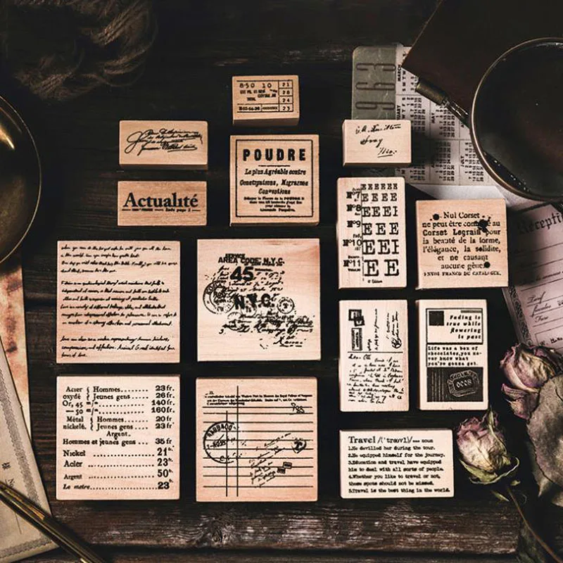 

1 Pcs Cute Vintage Retro English Letters Stamp DIY Wooden Rubber Stamps for Scrapbooking Stationery Standard Stamps Supply