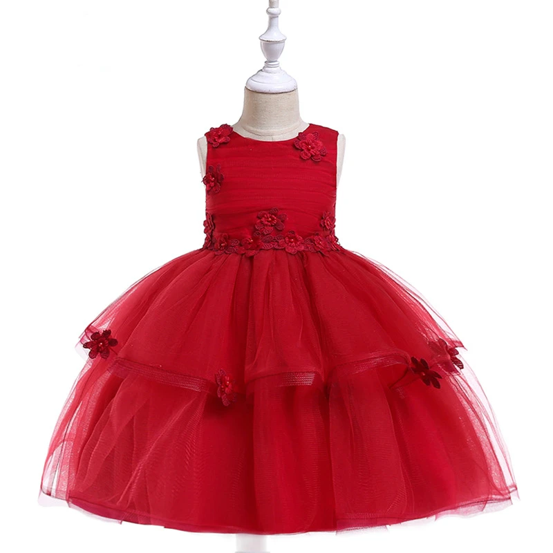 

MQATZ New 2019 Baby Girl Princess Dress Children Flower Dresses Belle vestido Summer and Autumn For 4-12T Girls Birthday Party