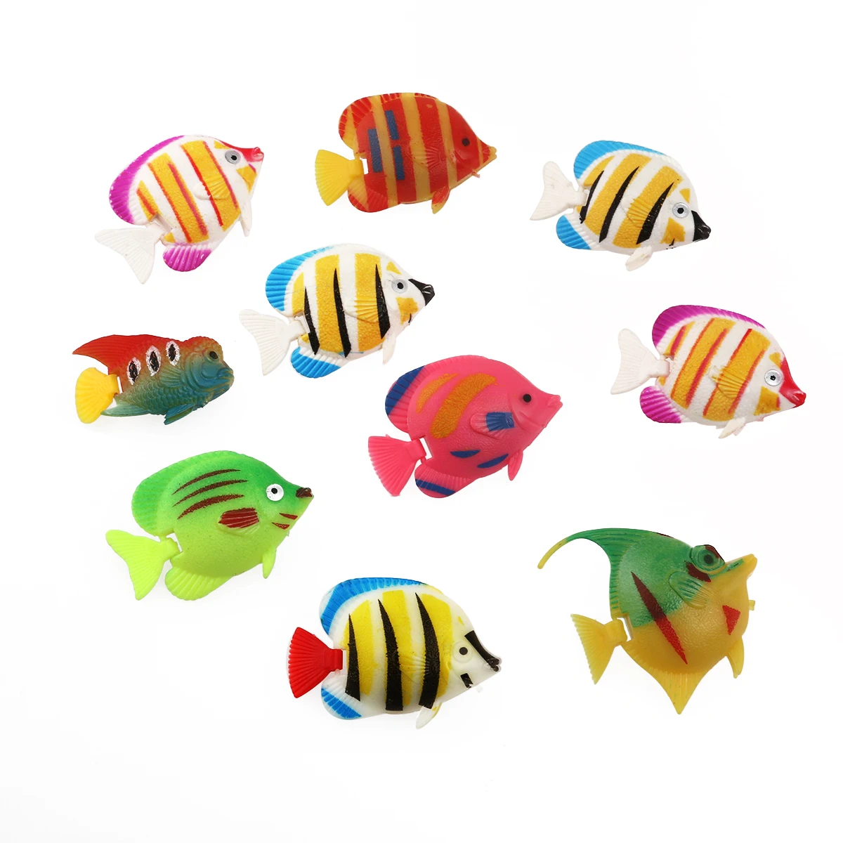 

10pcs Lifelike Plastic Artificial Moving Floating Fishes Ornament Decorations for Aquarium Fish Tank (Random Color & Pattern)