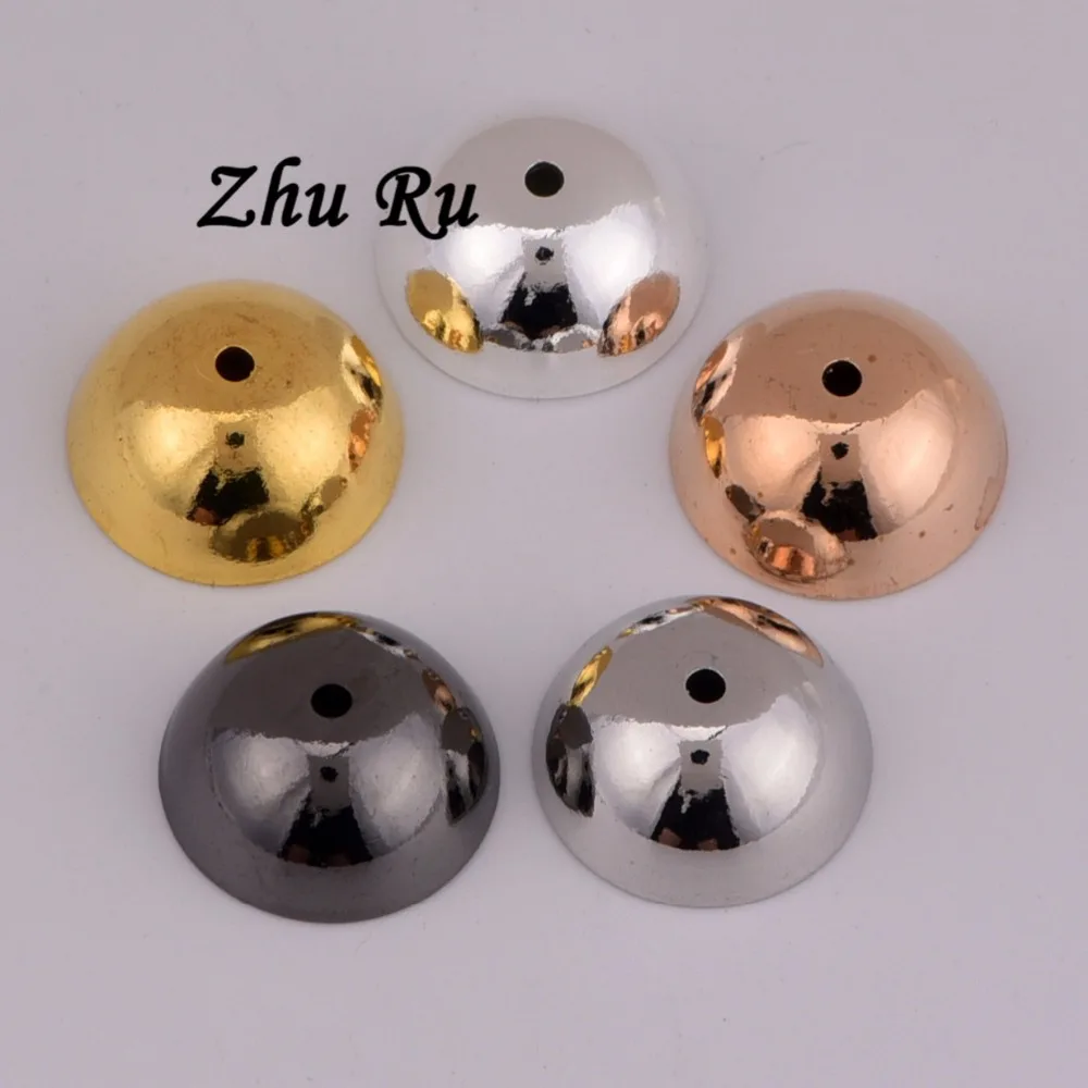 

20pcs/lot ZHU RU 13*0.5mm Round Beads Bead cap container Hemispherical Smooth flower care DIY Connectors Making Fittings