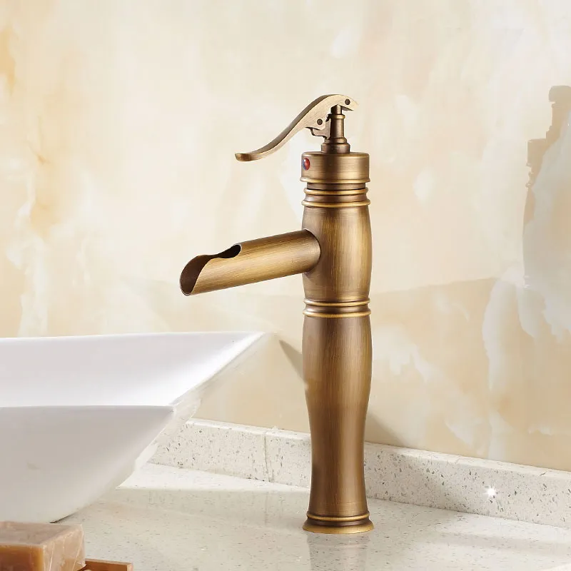 NEW "Water Pump Look" Style Antique Brass Single Handle Bathroom Deck