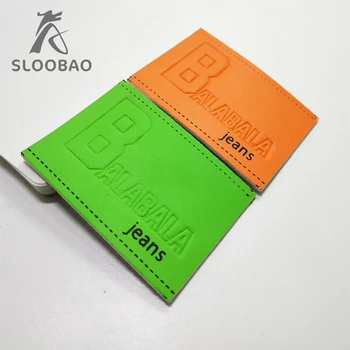 

Customized 1000pcs embossed printed PU Leather Label/Tag badge patch for Jeans/clothing/Garment/Shoes/Bags with sewing