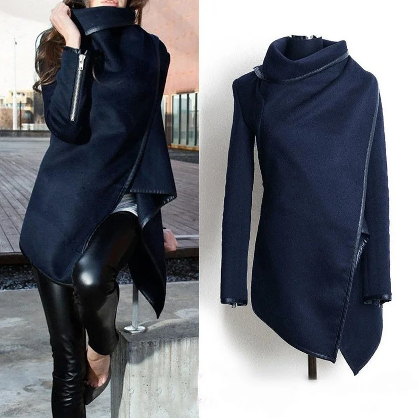 

ZOGAA 2019 Winter Jacket Women Cocoon Shape Medium-Long Colorful Woolen Coat Beading Pearls Flare Sleeve Warm Cotton Wool Blends