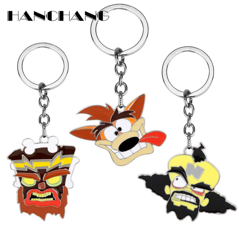 

Game Jewelry Crash Bandicoot Keychain Cartoon Figure Model Pendants Key Ring Key Chains for Bags