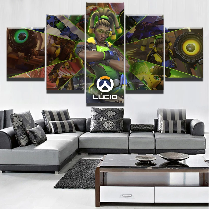 

5 Pieces Home Decor Canvas Painting Lucio Overwatch Canvas Printed Game Pictures Wall Art Painting Landscape Poster Artwork