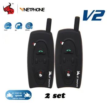 

VNETPHONE 2 Sets 1200M Moto Helmet Bluetooth Intercom Interphone Headset For 2 Riders Full Duplex Wireless BT Intercom Headset