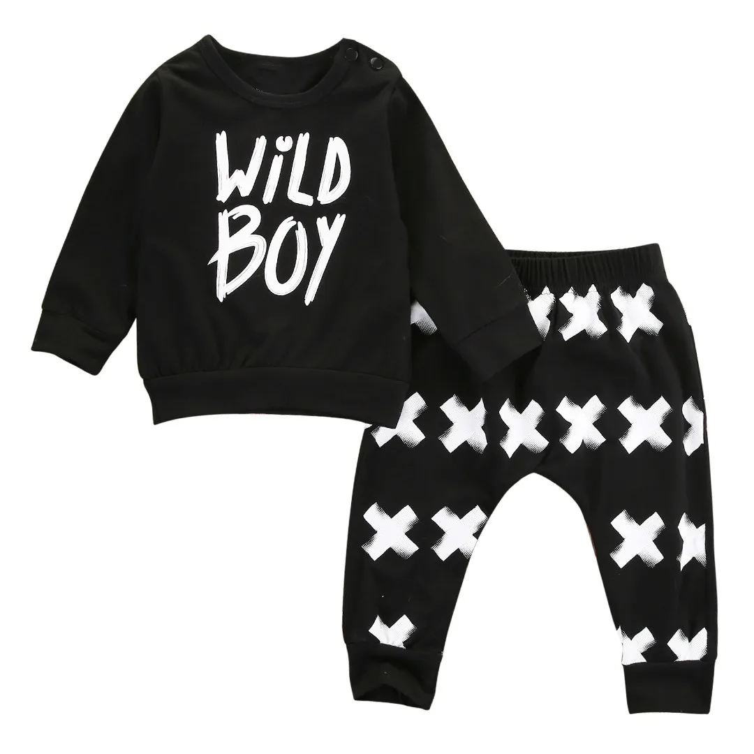 2 шт. футболка с длинным рукавом и штаны в полоску|baby boy kids|baby boybaby fashion |