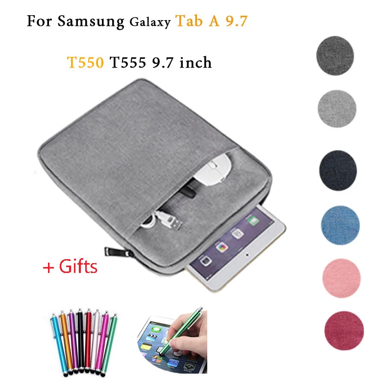 

Free Gifts + Sleeve Pouch Bag For Samsung Galaxy Tab A 9.7 T550 T555 9.7 '' 9H Anti-fall Screen Protector Untra Slim Tablet Case