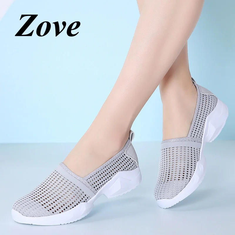 

ZOVE Women Flat Loafers Shoes 2019 Summer Hollow Mesh Breathe Slip On Shoes Lightweight Casual Ladies Femme Walking Sneaker Shoe