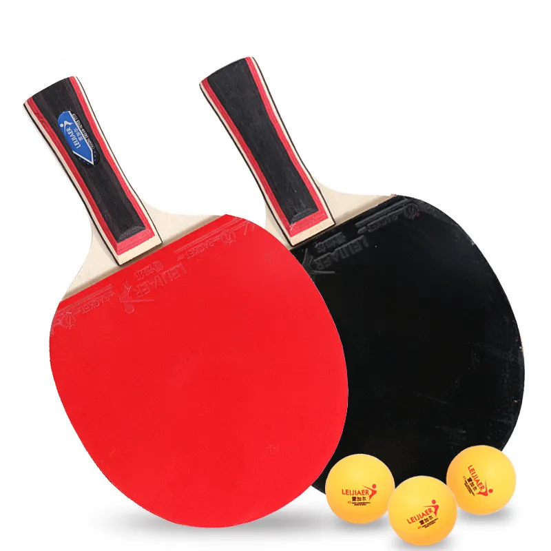 1 Pair Double-sided Anti-adhesive Table Tennis Racket Ping Pong Paddles with 3 Balls