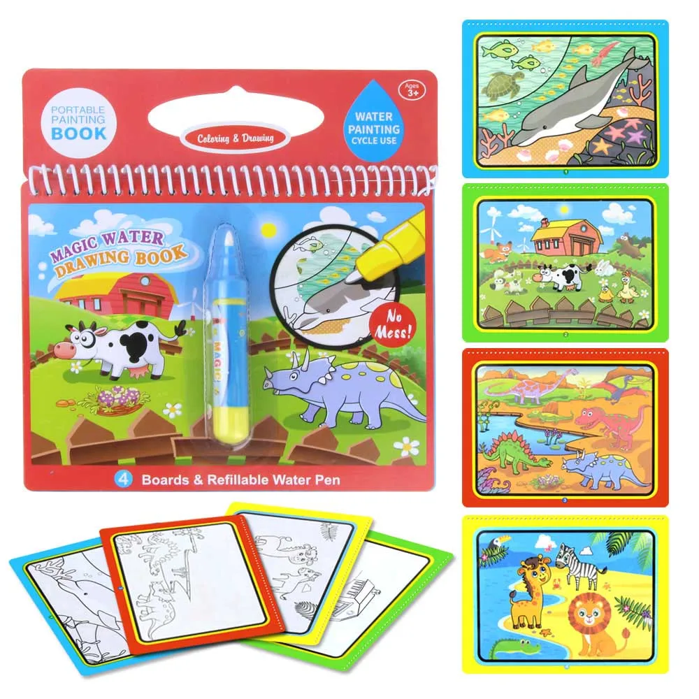 Детская Волшебная книга для рисования с волшебной ручкой, раскраска, доска для рисования детей, обучающая игрушка для рисования, подарок на день рождения/ - Цвет: Animal World