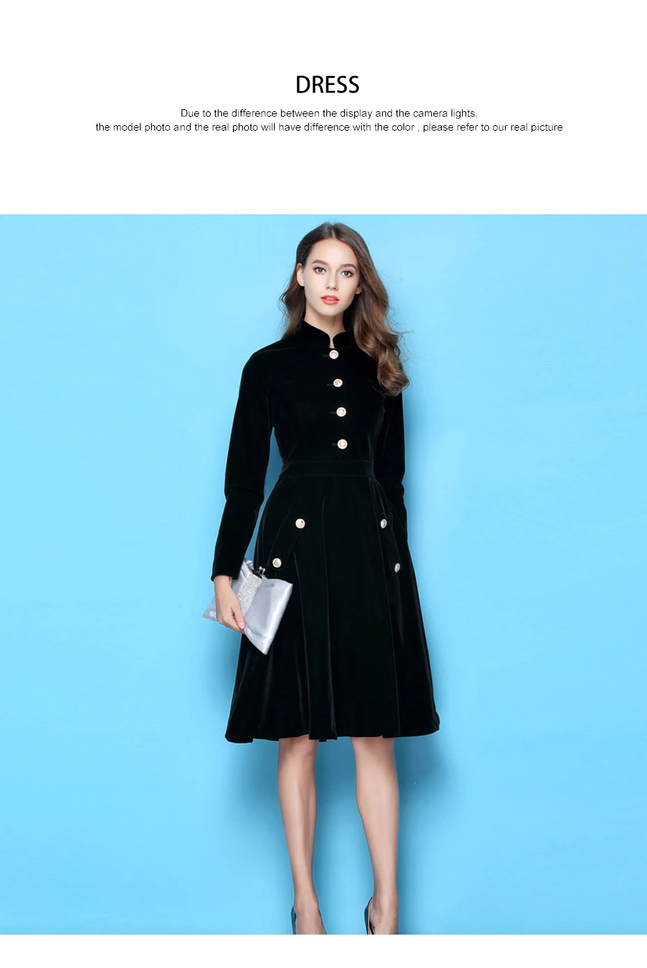 Зимние платья размера плюс, черное бархатное платье, женское винтажное платье с длинным рукавом, Одри Хепберн, Дамское офисное платье, платья D7D102A