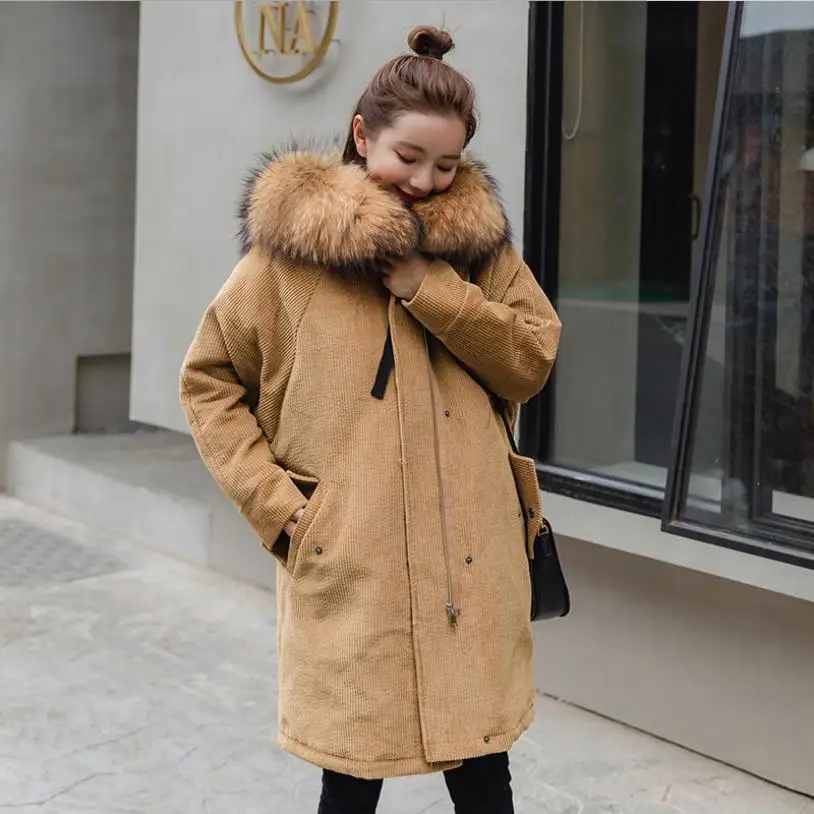 L1502 Fur Outwear En Hiver Réel Fake Épaississent De Coton Parkas Fourrure pink Mode Velours Fur Real Fur white Fur Chaud Col khaki White Femmes Côtelé caramel Femelle 2018 Pardessus Fur Veste Manteau THqvwqBx6