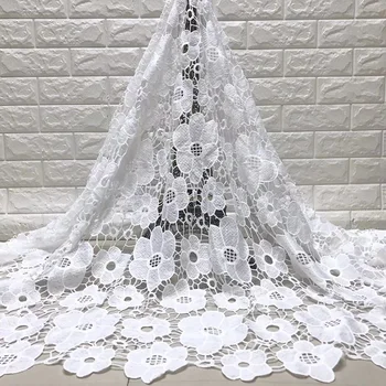 

2018 High Quality African Lace Fabric Pure White French Net Embroidery Tulle Lace Fabric For Nigerian Wedding Party Dress