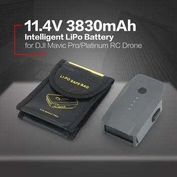 

11.4V 3830mAh 3S Intelligent Spare Flight LiPo Battery Replacement for DJI Mavic Pro/ Platinum FPV RC Drone with Safe Bag