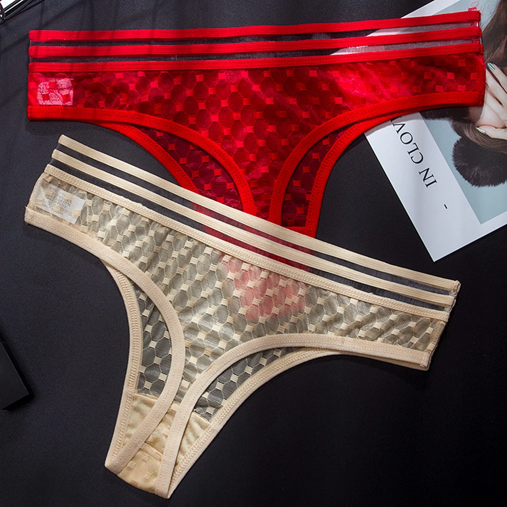 

Transparent Mesh Underwear Women Solid Low-Rise Hot Sexy Panties Women Thongs And G String Femme Breathable Seamless Panties