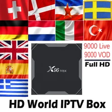 X96 MAX 2G16G/4G32G/4G64G Android 8,1 tv Box с 9000 Live 9000 VOD мир Европа нордический Израиль Испания голландский HD IP tv медиаплеер