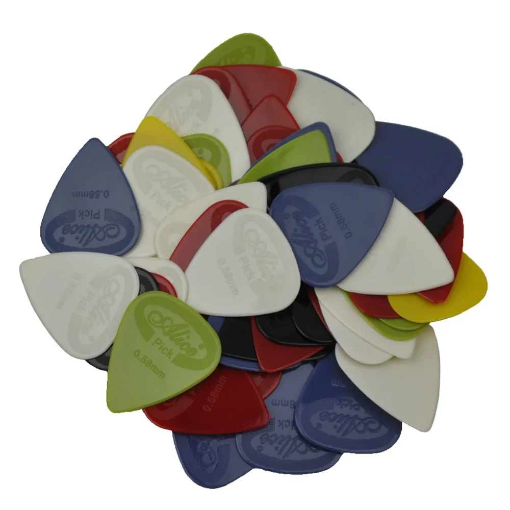 100pcs Medium 0.58mm Glossy Anti-Skid Nylon Guitar Picks Plectrums