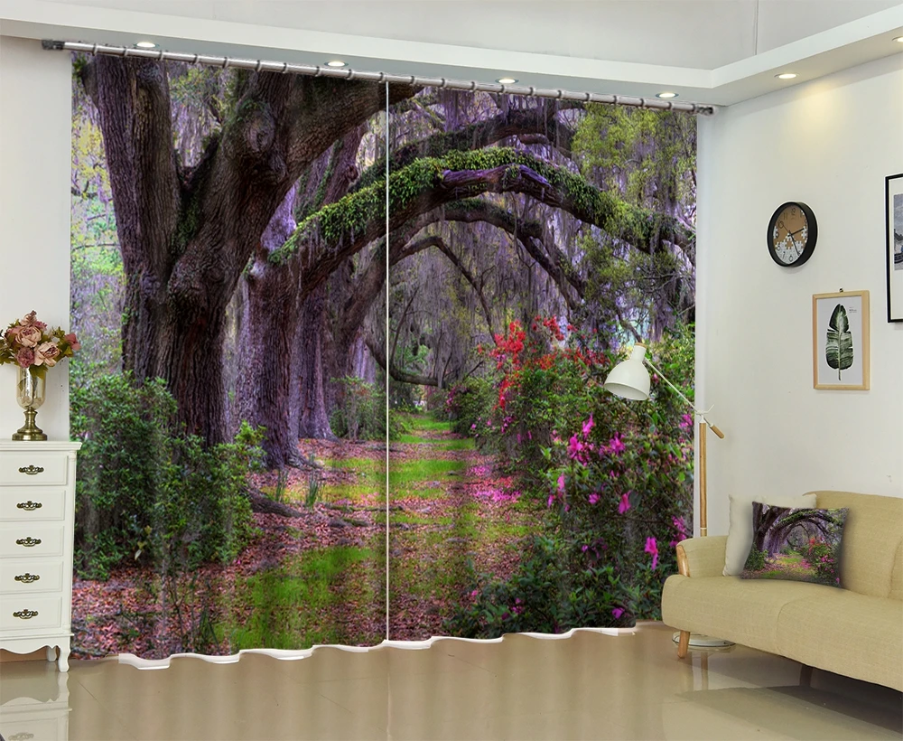 Forest Trees Holes print Fantasy Modern 3D Window Curtains Drapes For