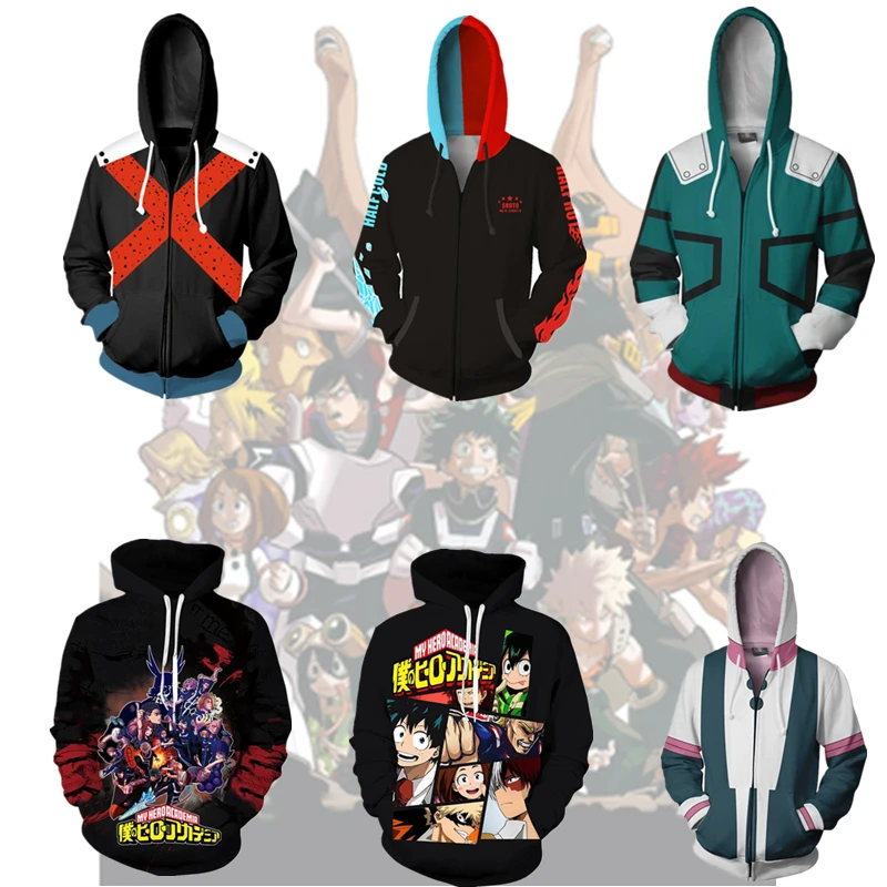 

2019 Japanese Anime Boku No My Hero Academia Cosplay Costumes Hoodies H Sweatshirts Bakugou Todoroki Shoto Spring Jacket Coat