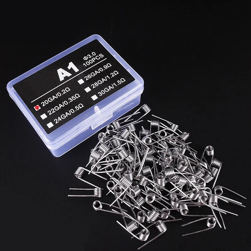 Найджел NI80 катушки A1 SS316L 100 шт. нихром готовые 20GA 24GA 26GA 28GA forDIY RDA RTA ввиду