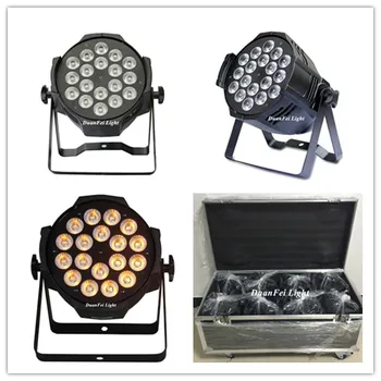 

8pcs/lot with flightcase RGBWA UV led wedding par 18x18w dj led par can rgbwauv 6in1 led wall wash par for stage led effect