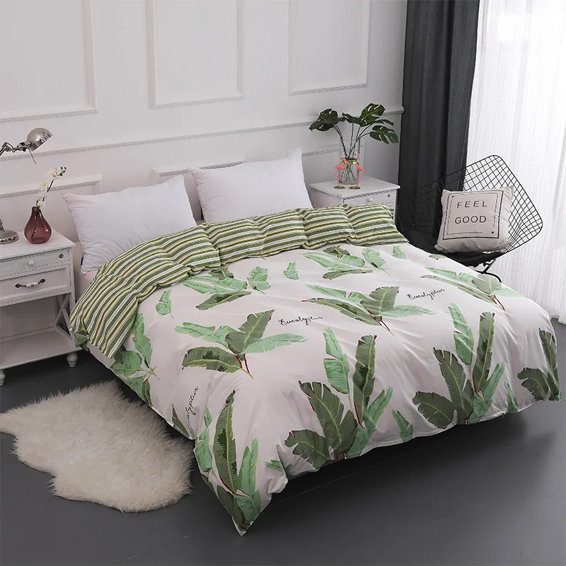 Tropical Plants Leaves Print Duvet Cover AB Side 100 Cotton Quilt